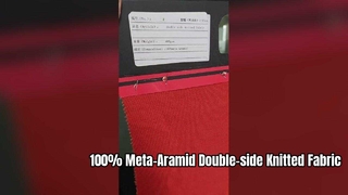 Nome del prodotto: tessuto lavorato a maglia su entrambi i lati in meta‑aramide al 100% Peso: 400 g/m² Larghezza: 180 cm