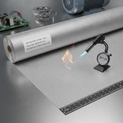 Rivestimento resistente al calore largo 150 cm con resistenza alla fiamma inferiore a 2 secondi, perfetto per la protezione di macchinari e componenti elettronici