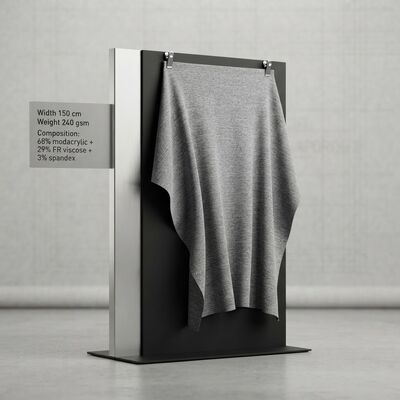 Modacrilico FR Tessuto misto con 68% di modacrilico + 29% di viscosa FR + 3% di spandex per resistenza alle fiamme < 2 secondi e 240 g di peso