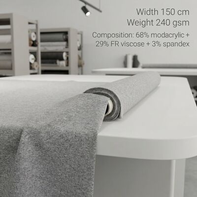 Modacrilico FR Tessuto misto con 68% di modacrilico + 29% di viscosa FR + 3% di spandex per resistenza alle fiamme < 2 secondi e 240 g di peso