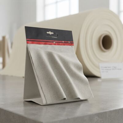 Tessuto a maglia ignifugo, larghezza 180 cm, peso 215 g/m² con 70% modacrilico e 30% viscosa ignifuga per applicazioni ignifughe